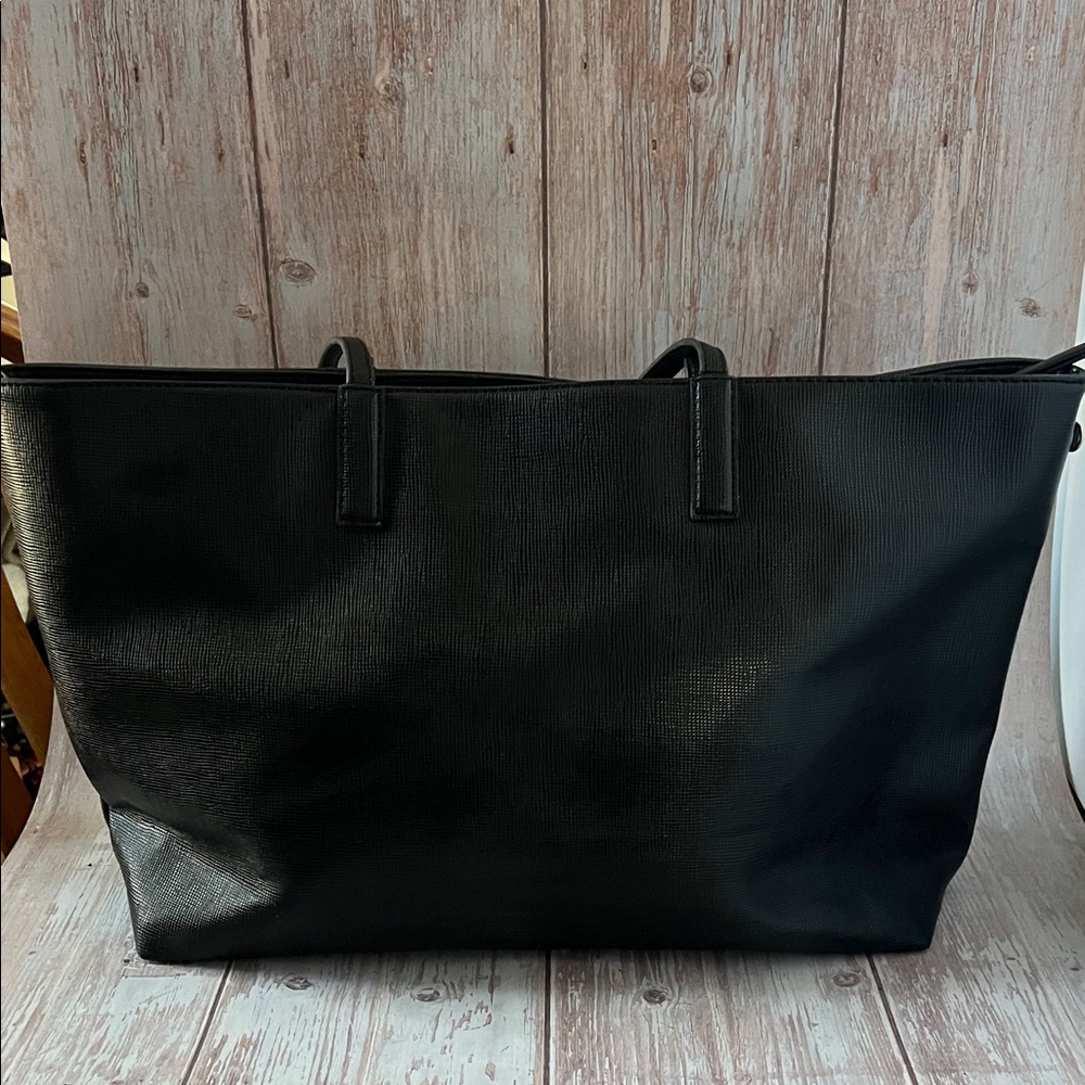 Apt. 9 Black Saffiano Textured Tote Bag | Top Zip Work Bag | Large | Like New